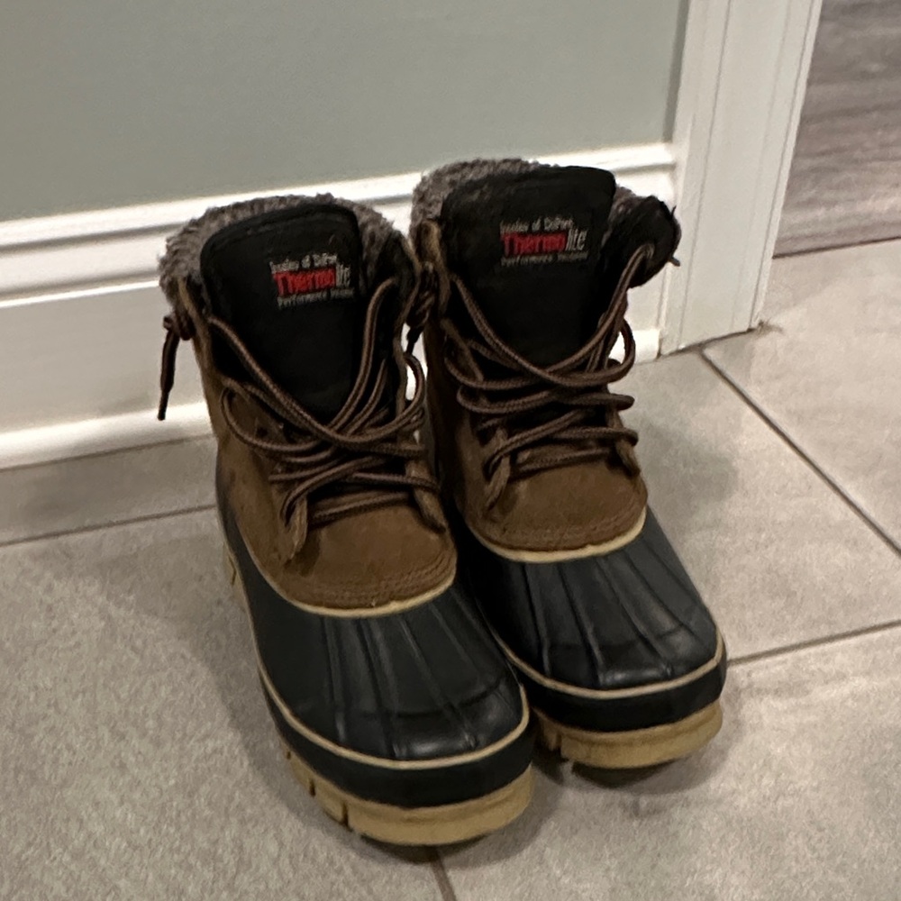 Brown and navy Winter Duck Boots